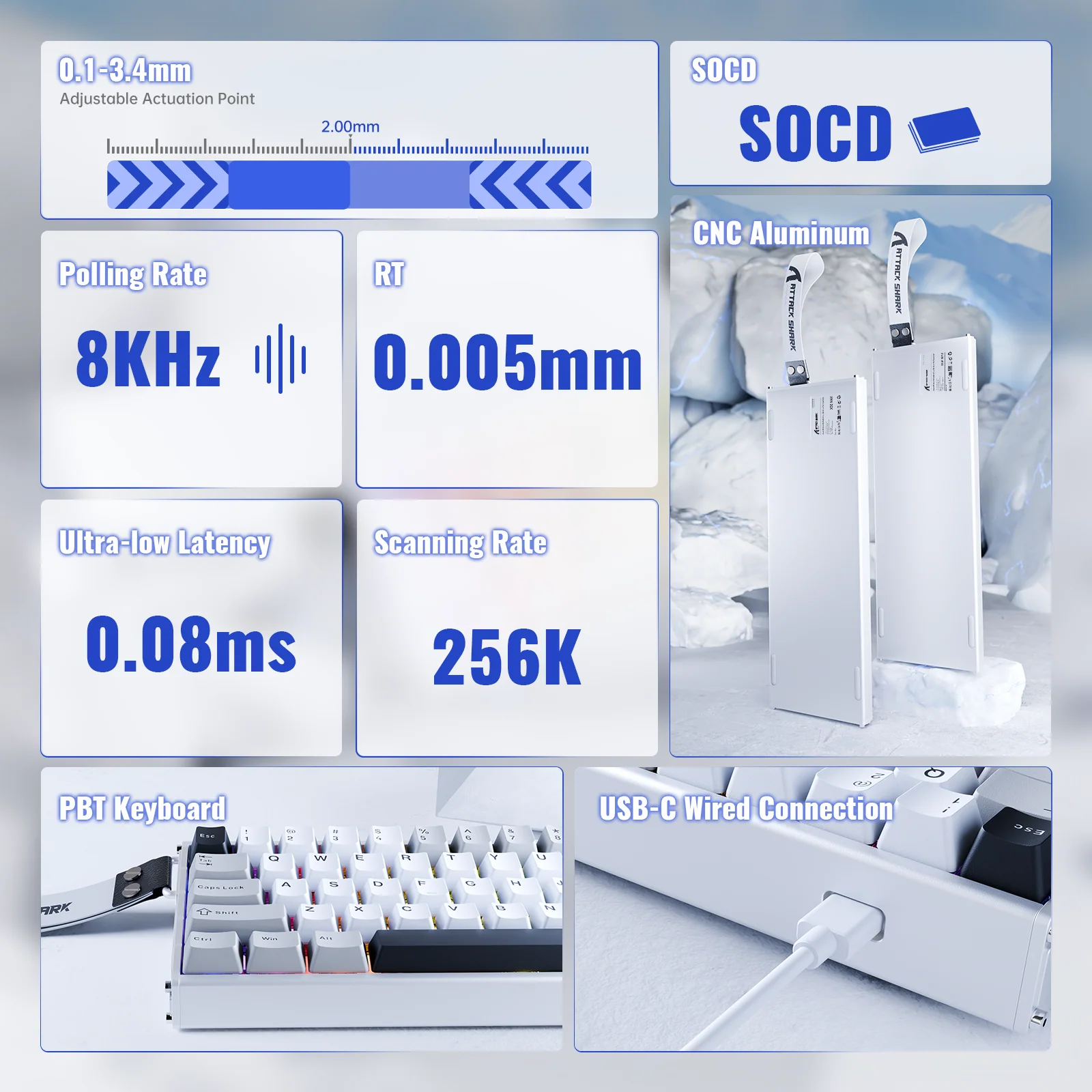 ATTACK SHARK X68MAX HE Rapid Trigger Aluminum Keyboard Magnetic Switch - Image 9