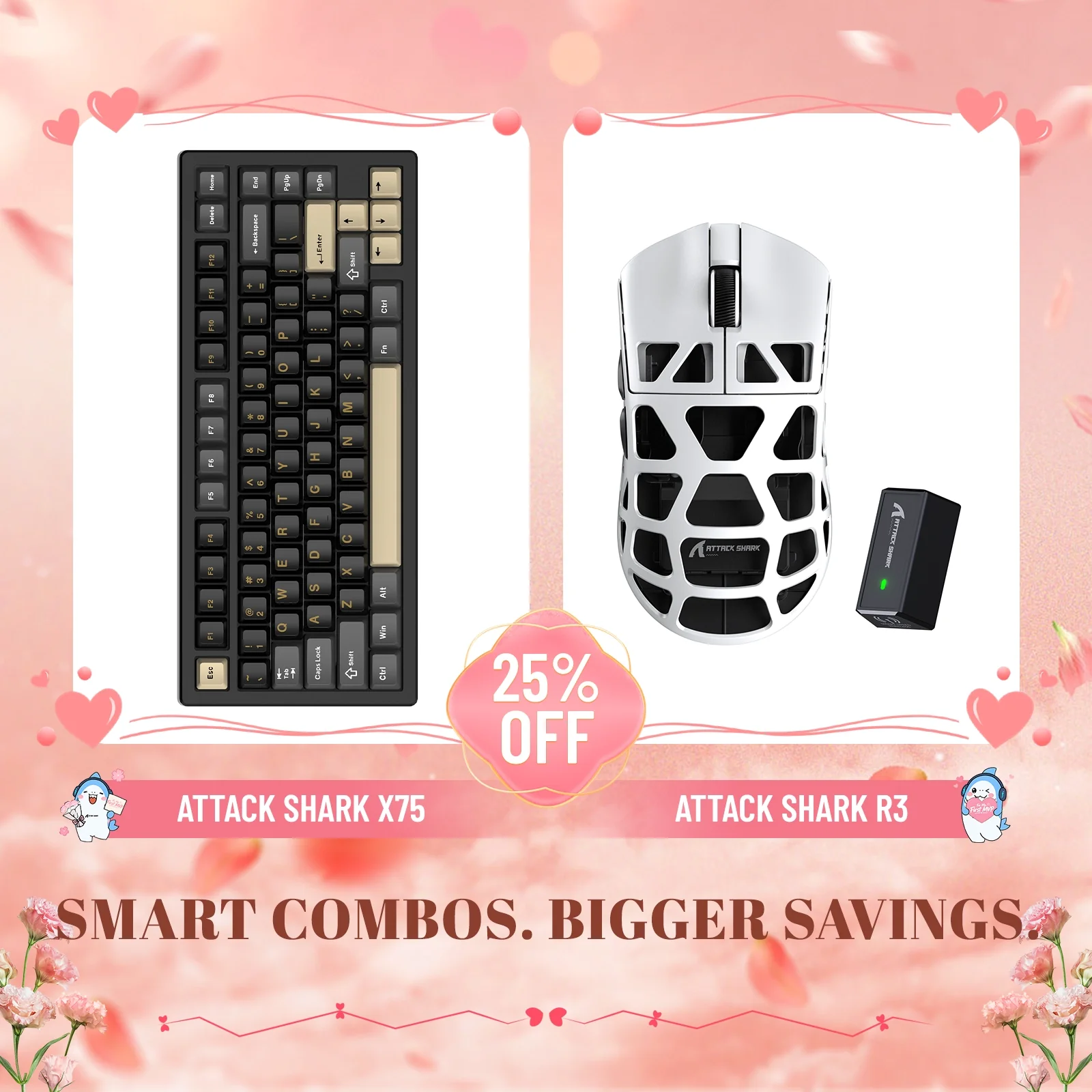 ATTACK SHARK X75 Full Aluminum Keyboard + R3 Magnesium Alloy Gaming Mouse Bundle - Image 3