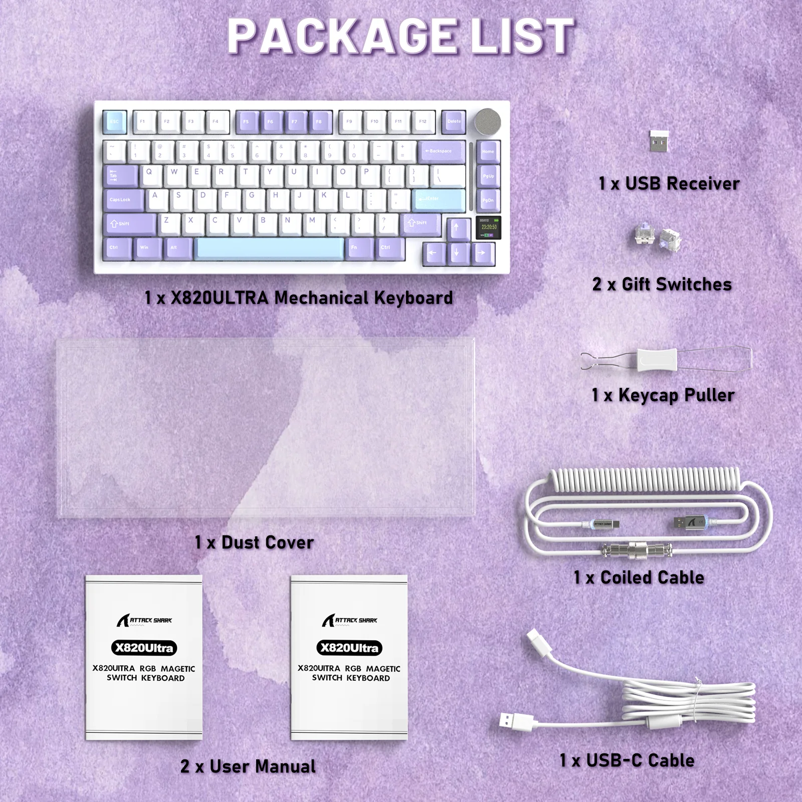 ATTACK SHARK X820ULTRA Mechanical Keyboard with C01ULTRA Coiled Cable - Image 30