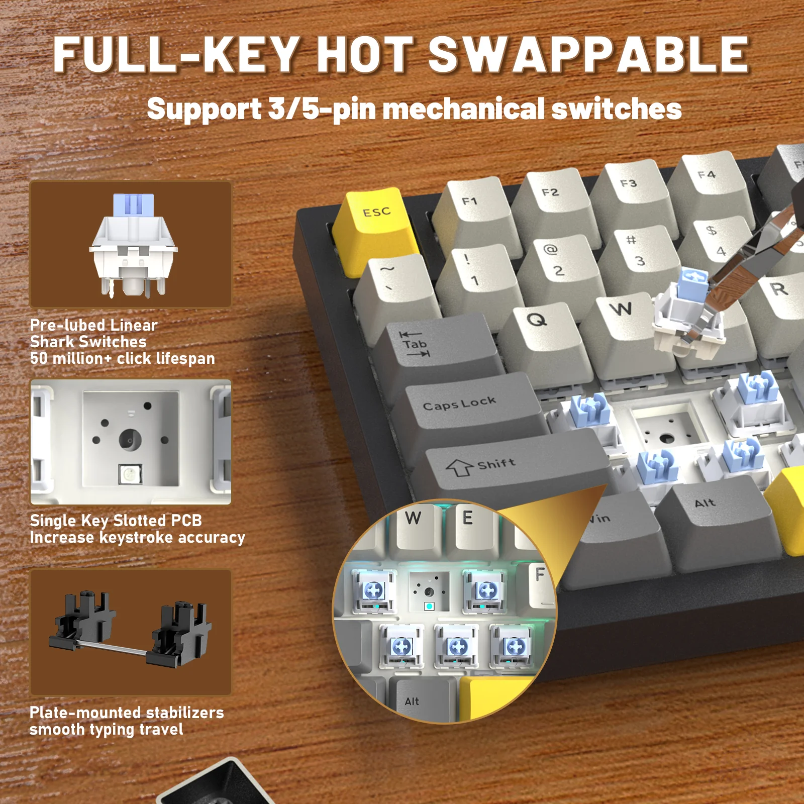 ATTACK SHARK X820ULTRA Mechanical Keyboard with C01ULTRA Coiled Cable - Image 34