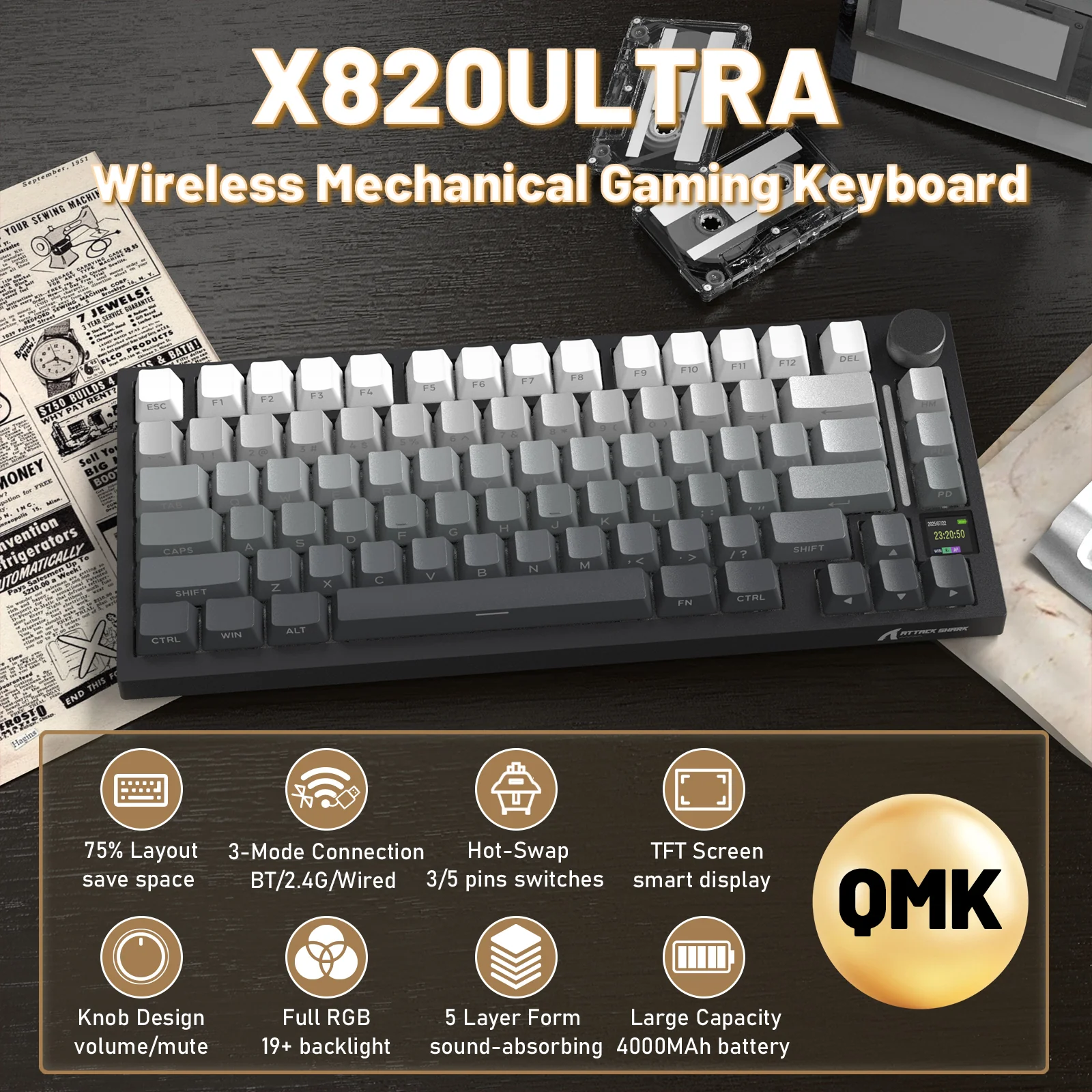 ATTACK SHARK X820ULTRA Mechanical Keyboard with C01ULTRA Coiled Cable - Image 50