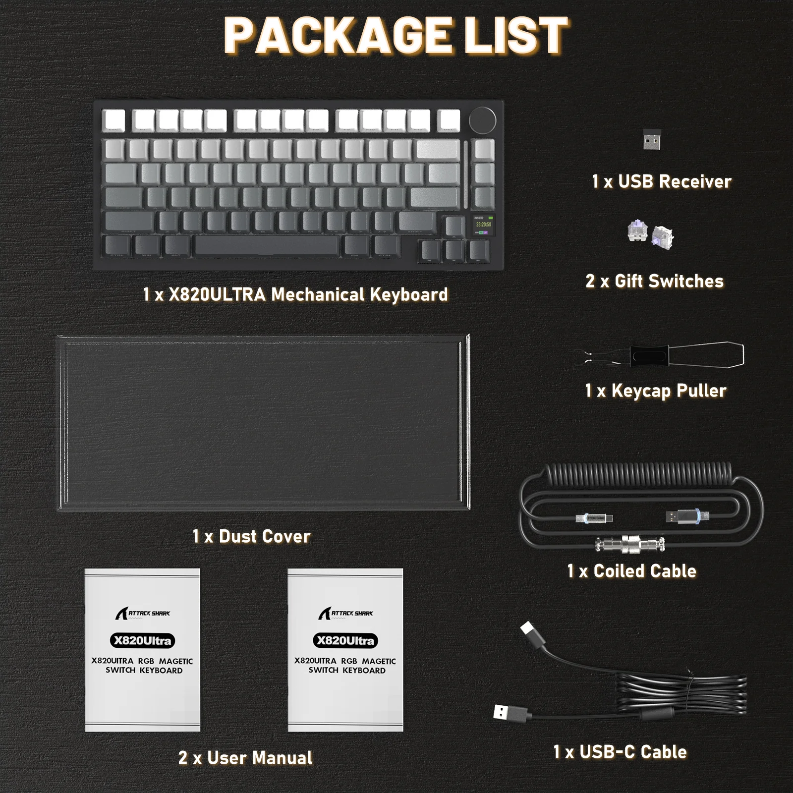 ATTACK SHARK X820ULTRA Mechanical Keyboard with C01ULTRA Coiled Cable - Image 66