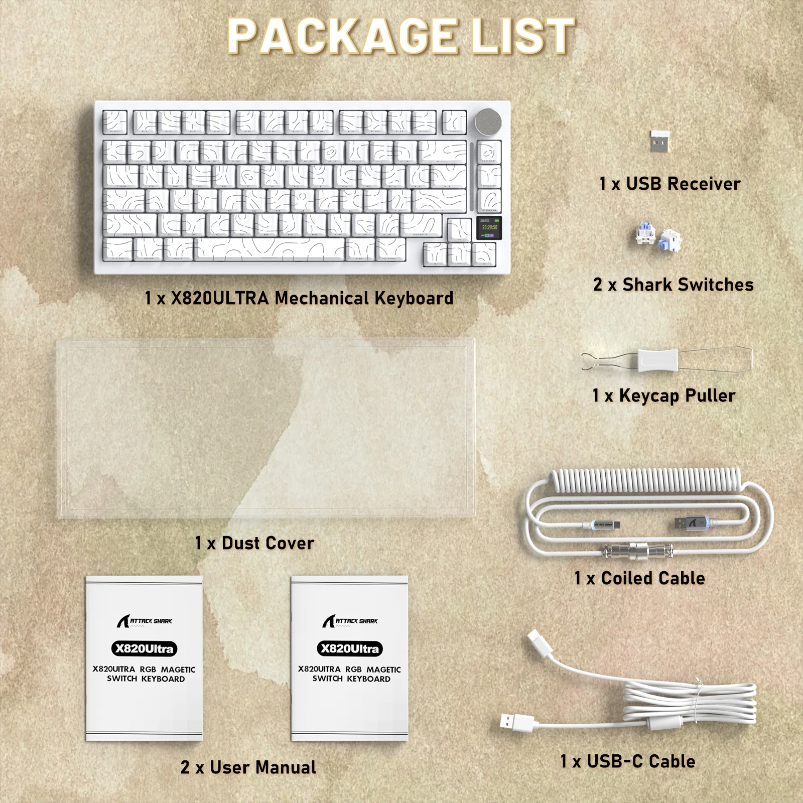 ATTACK SHARK X820ULTRA Mechanical Keyboard with C01ULTRA Coiled Cable - Image 75