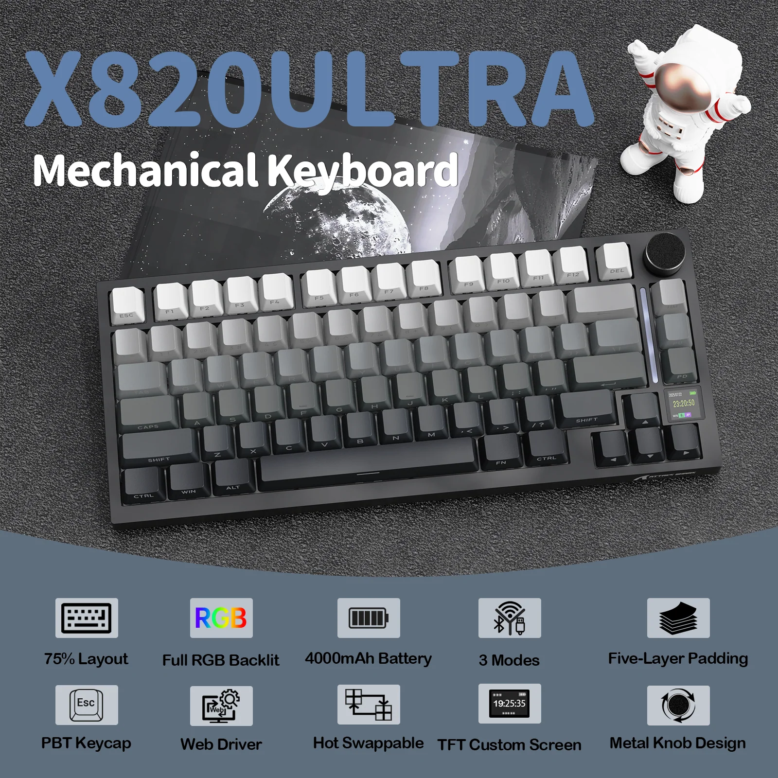 ATTACK SHARK X820Ultra Tri-mode Gasket Mechanical Keyboard - Image 46