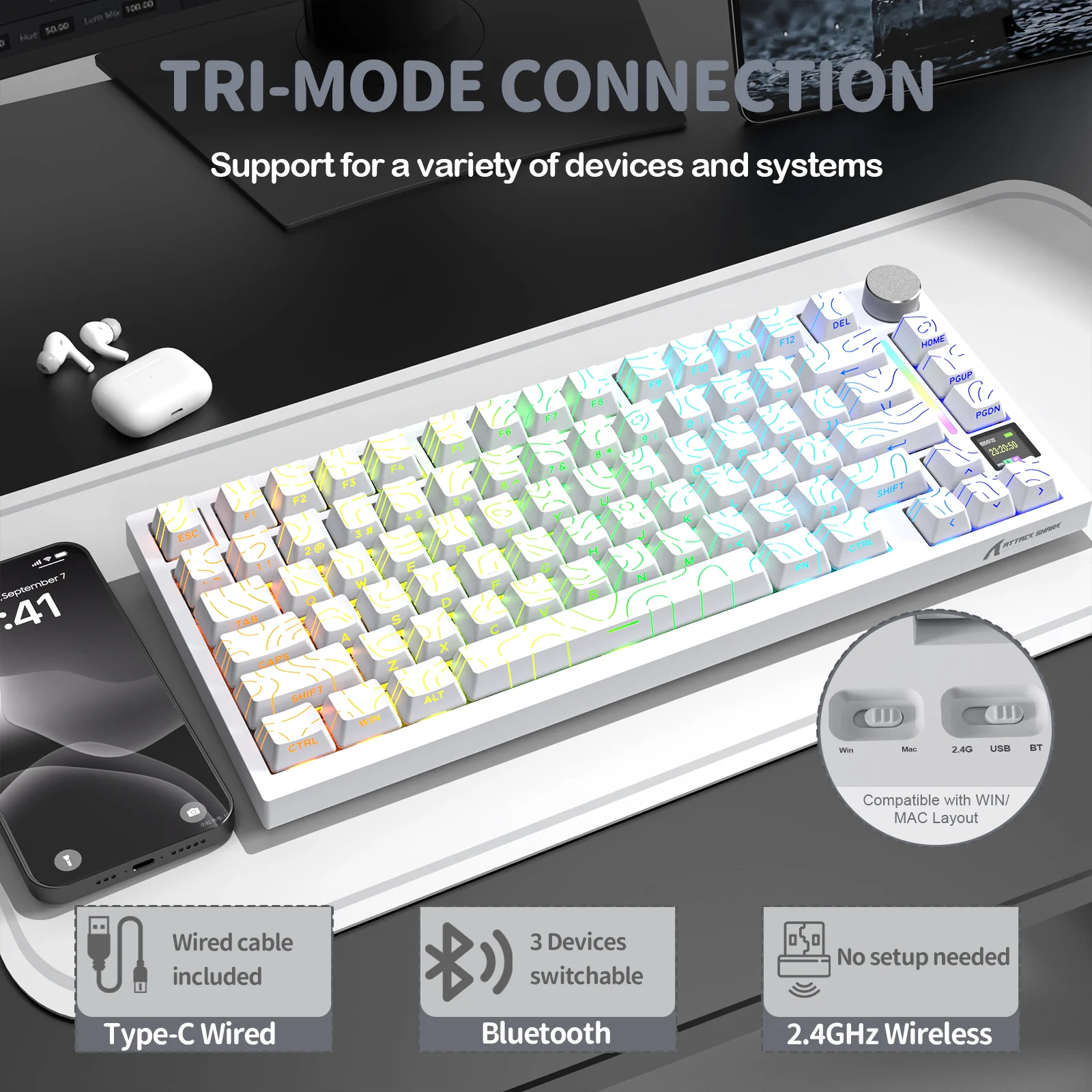 ATTACK SHARK X820Ultra Tri-mode Gasket Mechanical Keyboard - Image 77