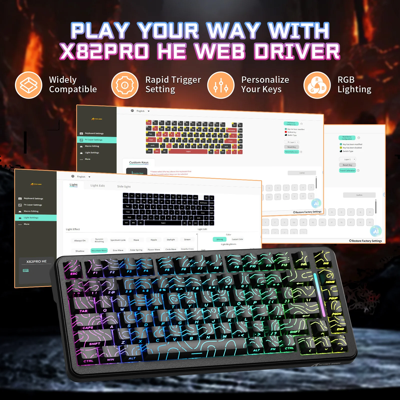 ATTACK SHARK X82PRO HE Wireless Rapid Trigger Gaming Keyboard Magnetic Switch - Image 15