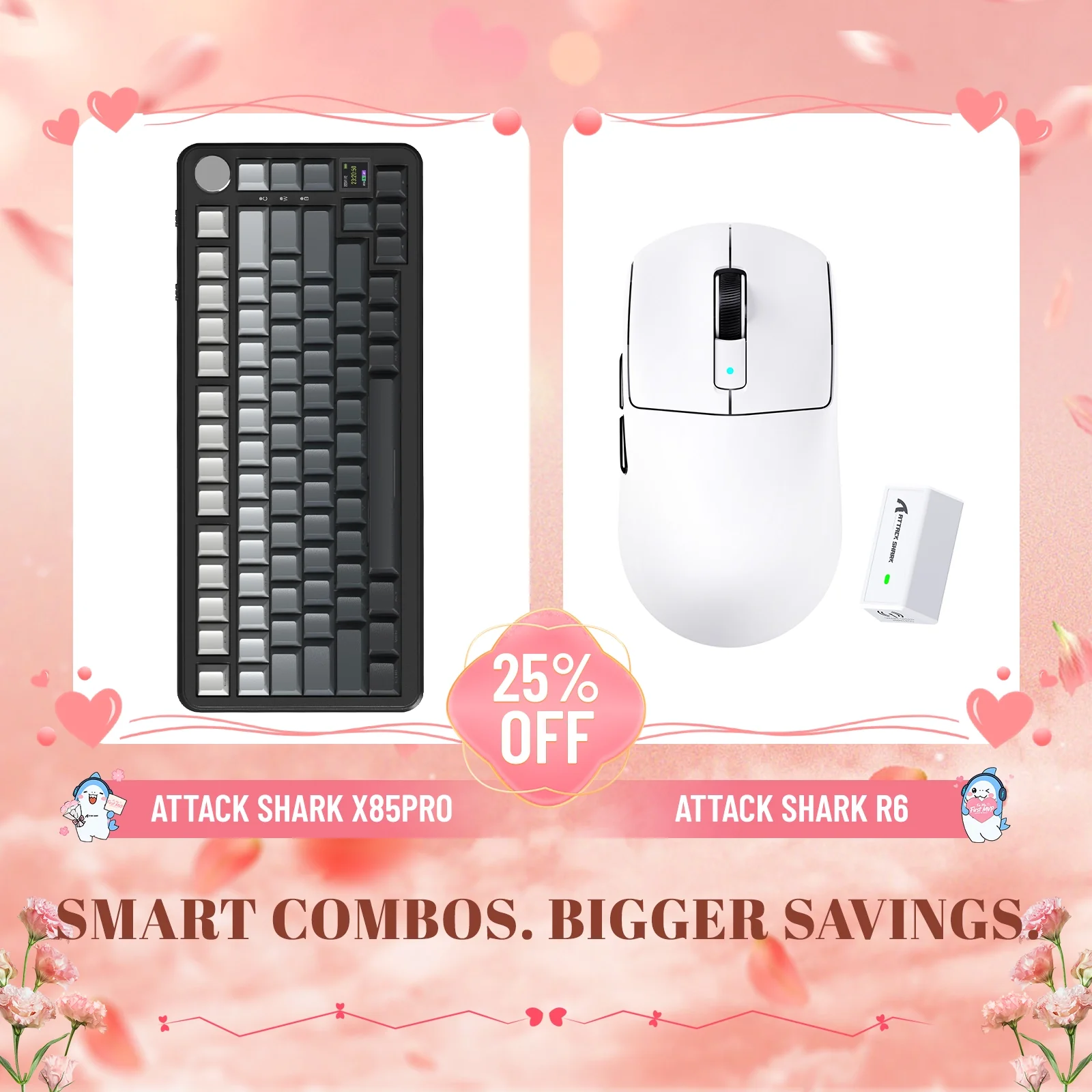 ATTACK SHARK X85PRO Tri-mode Gasket Mechanical Keyboard + R6 Wireless Gaming Mouse Bundle - Image 3