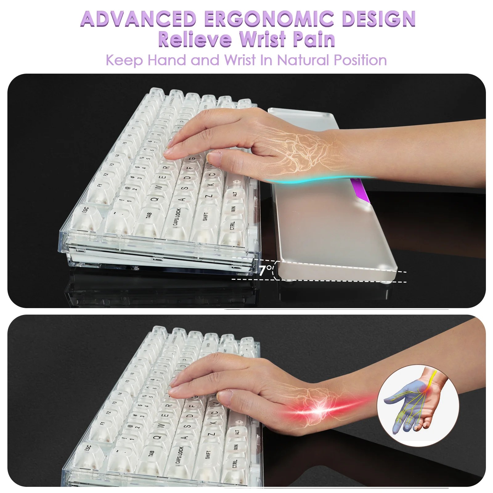 ATTACK SHARK 68 KEYS ACRYLIC WRIST REST - Image 33