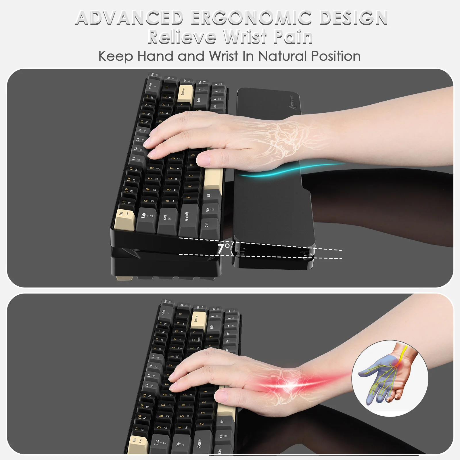 ATTACK SHARK Black Acrylic Wrist Rest - Image 6