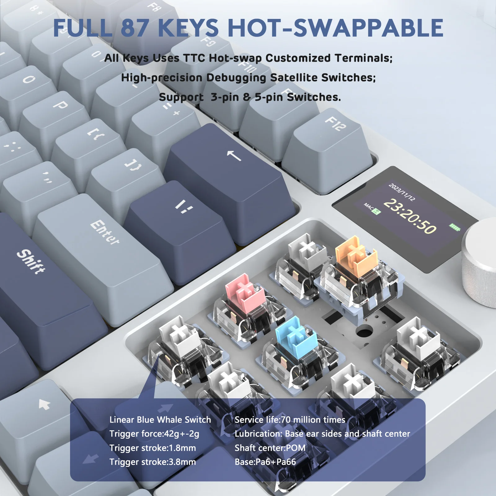 ATTACK SHARK K86 Wireless Mechanical Keyboard with Coiled Cable - Image 14