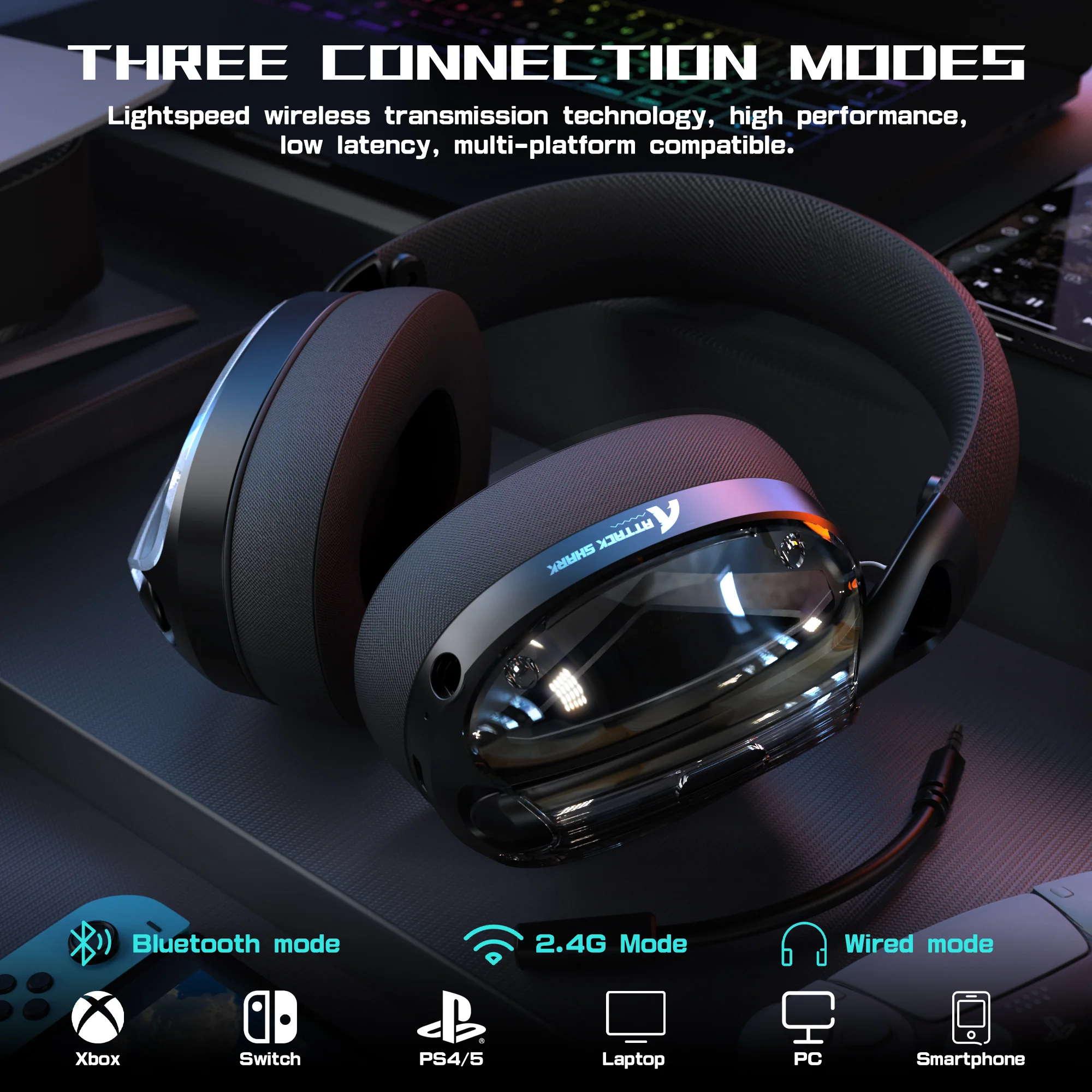 ATTACK SHARK L60 Ultra-Light Tri-Mode Gaming Headset - Image 23