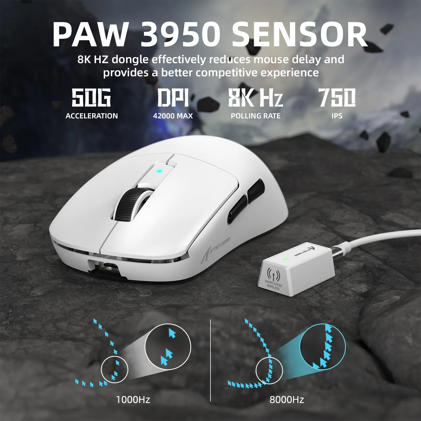 ATTACK SHARK R6 LIGHTSPEED Wireless Gaming Mouse with C06 Mouse Coiled Cable - Image 14