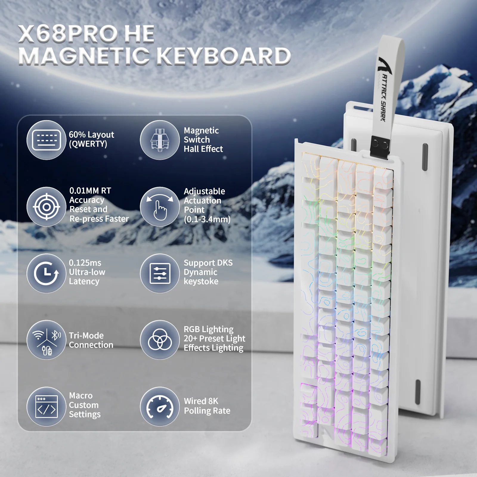 ATTACK SHARK X68PRO HE Wireless Rapid Trigger Keyboard With Coiled Cable - Image 11