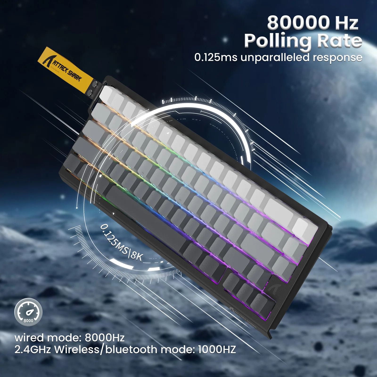 ATTACK SHARK X68PRO HE Wireless Rapid Trigger Keyboard With Coiled Cable - Image 5