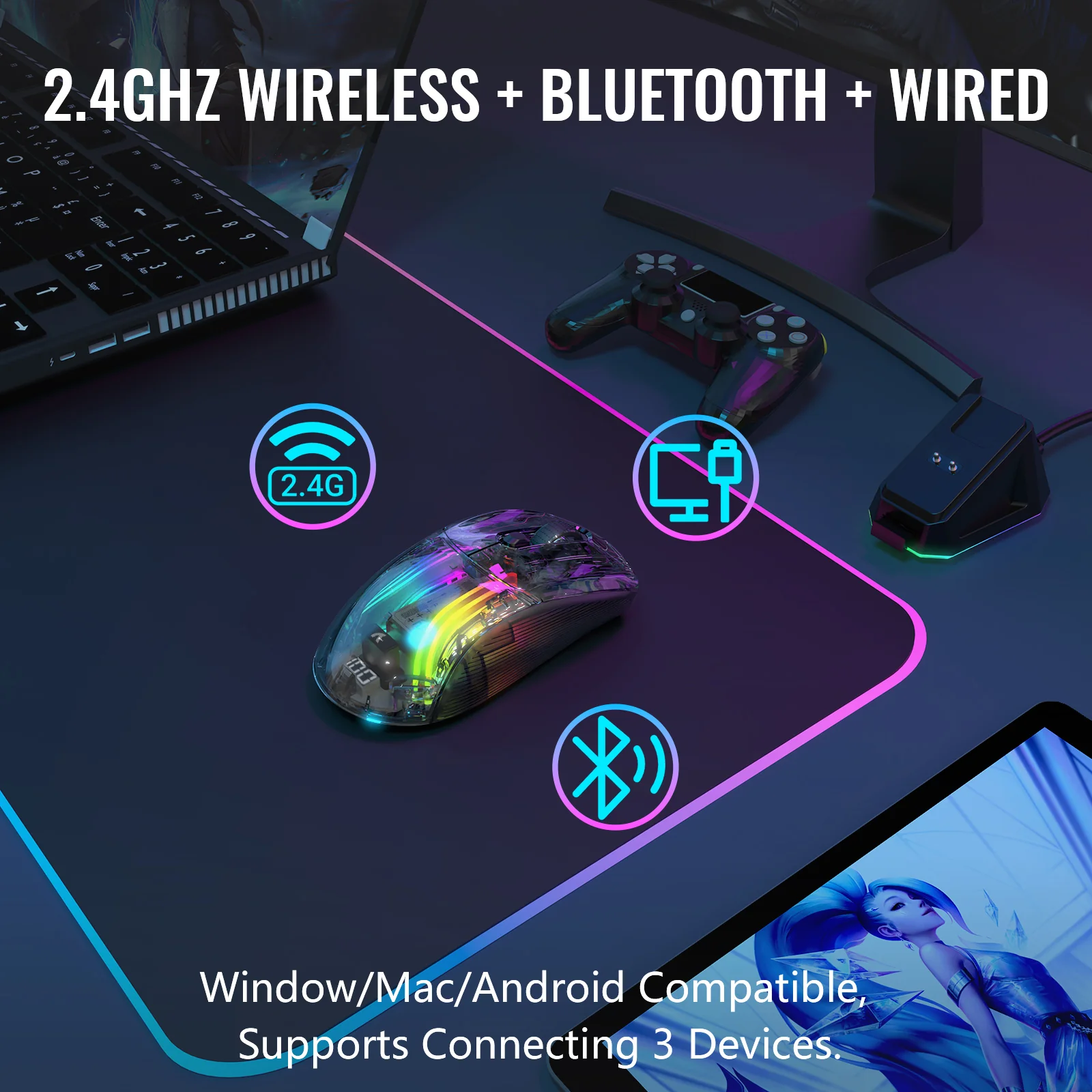 ATTACK SHARK X2PRO Wireless Gaming Mouse with Charging Dock - Image 5
